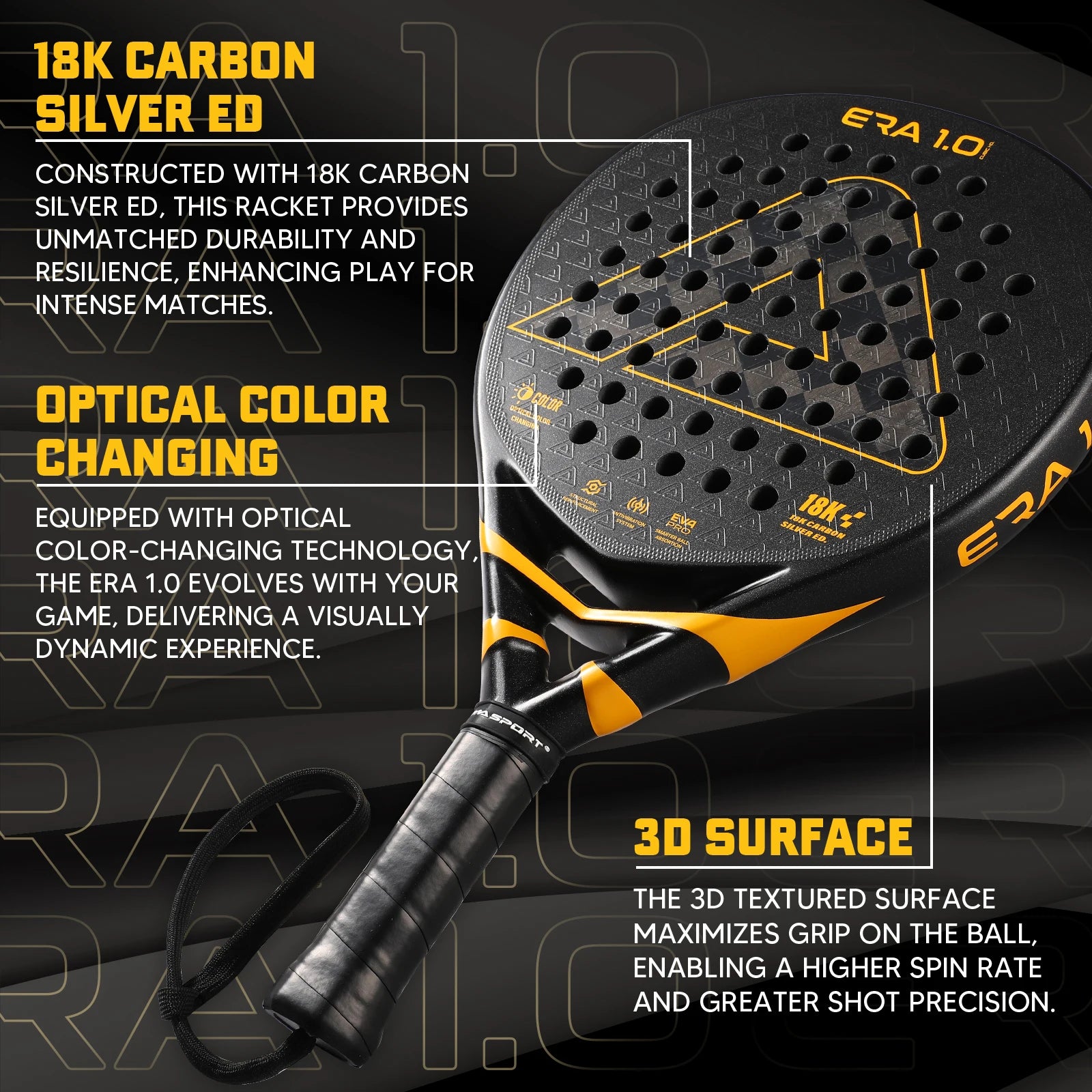 AMA SPORT Padel Tennis Racquets Hybrid Shape 18K Carbon