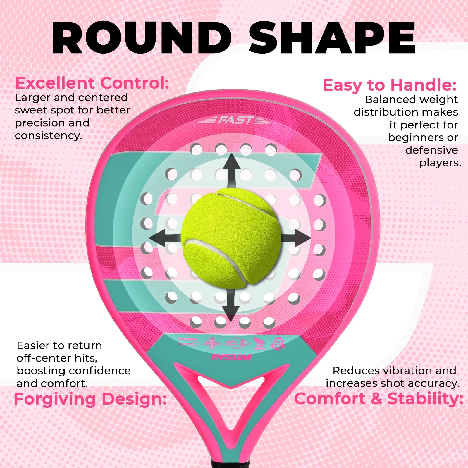 INSUM Padel Racket Carbon Fiber Surface