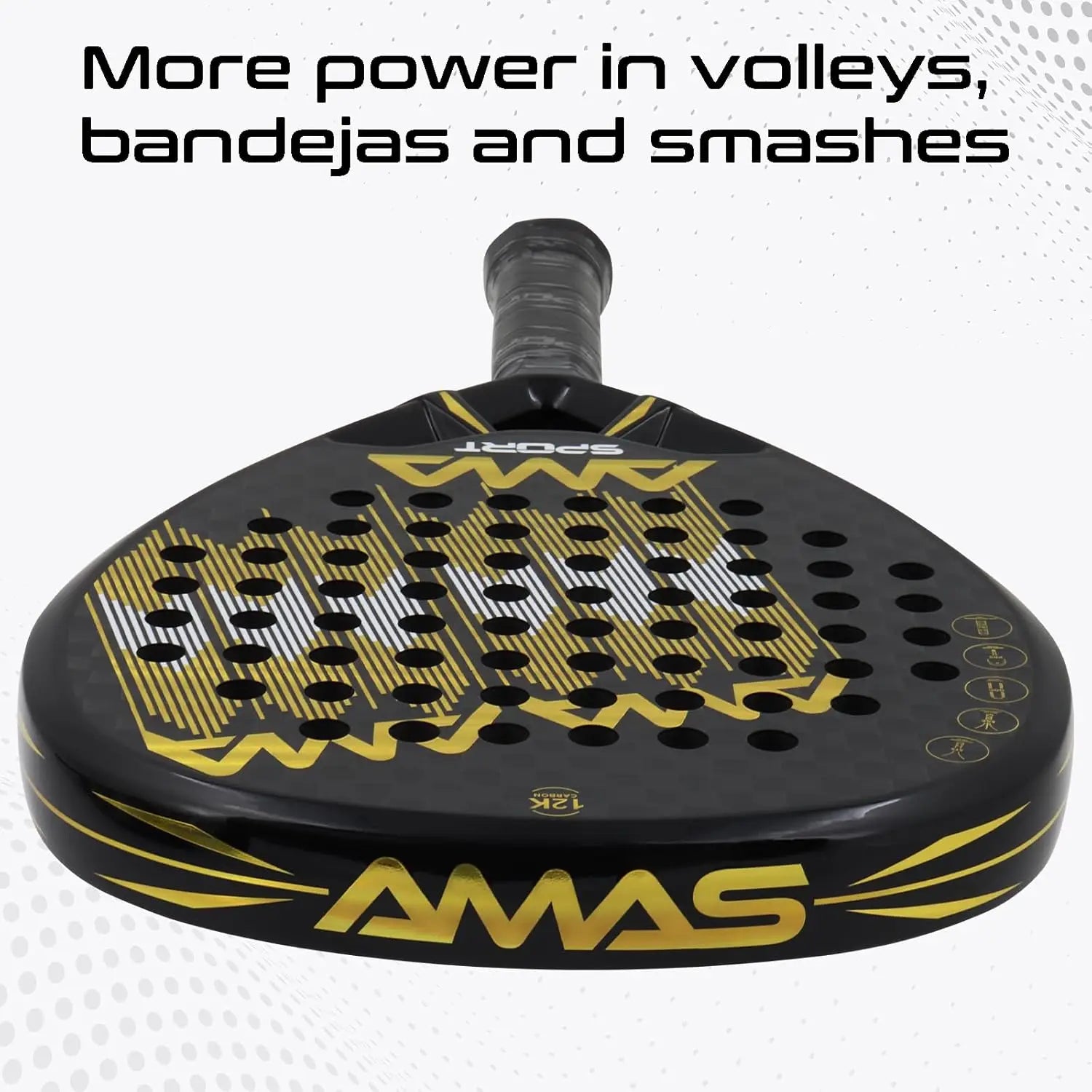 AMA SPORT Padel Racket with Custom Grip Technology 12K Carbon Fiber Surface