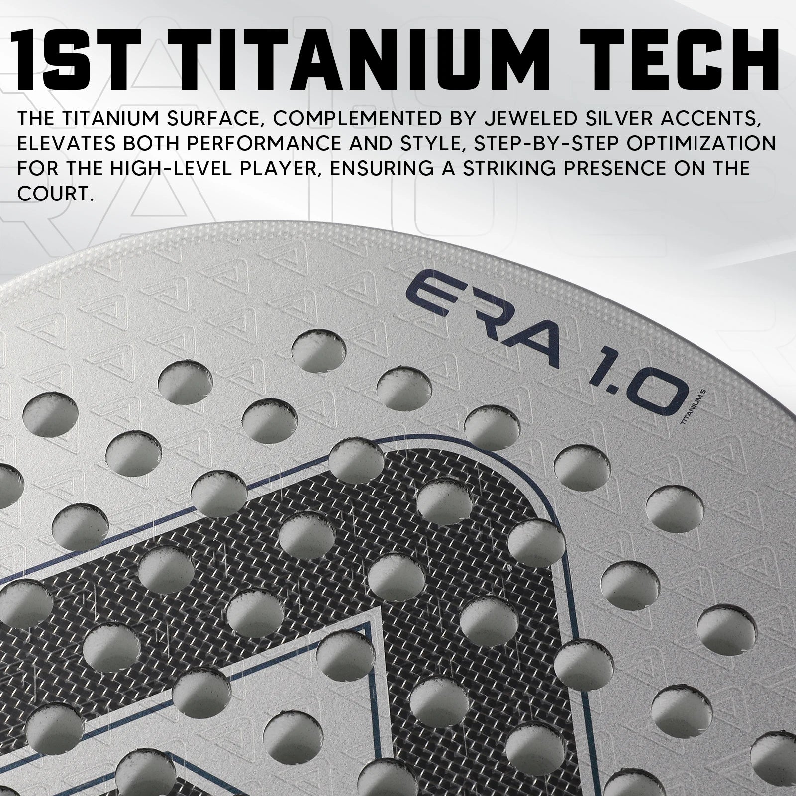 AMA SPORT First Titanium Silver Surface Padel Racket with Precision Holes
