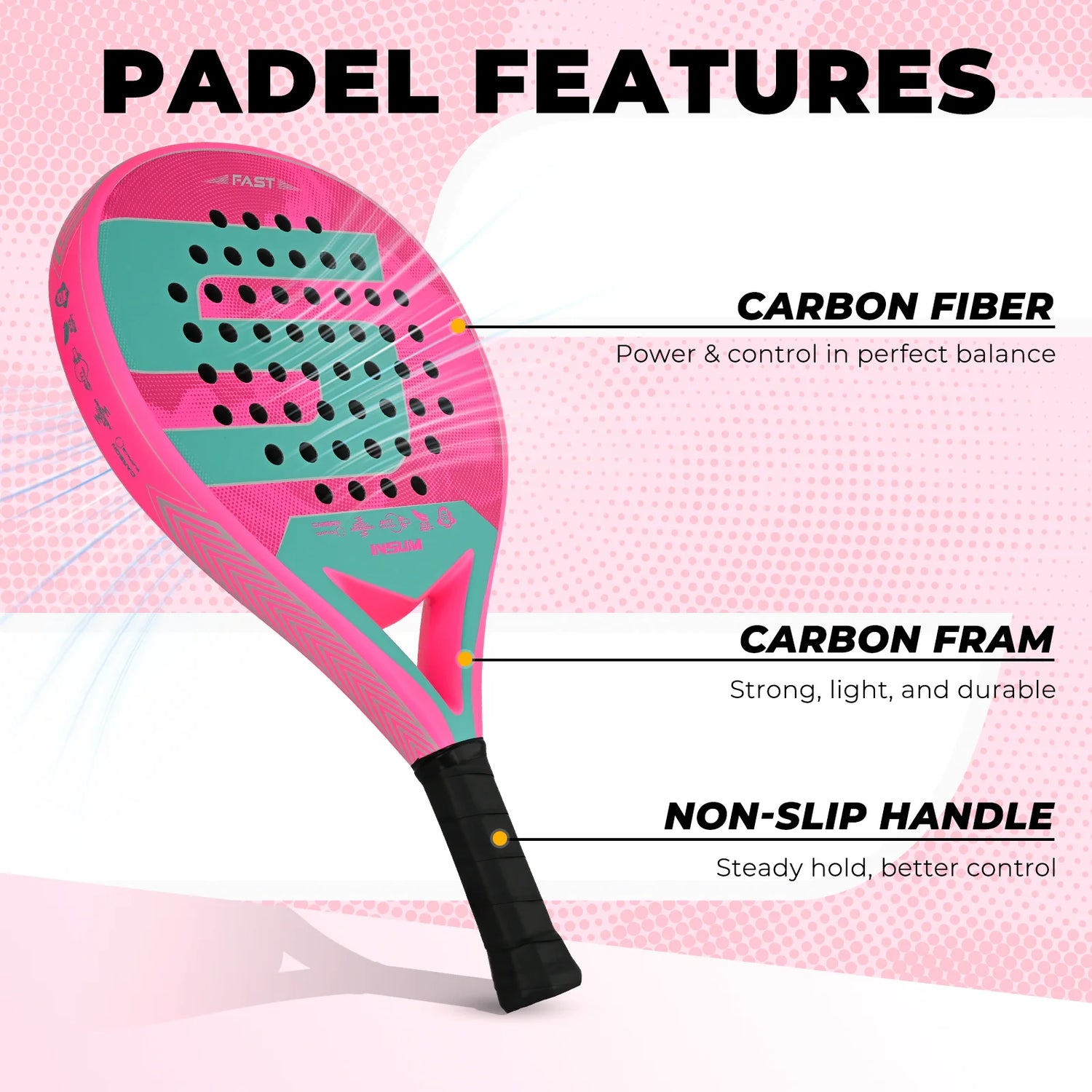INSUM Padel Racket Carbon Fiber Surface