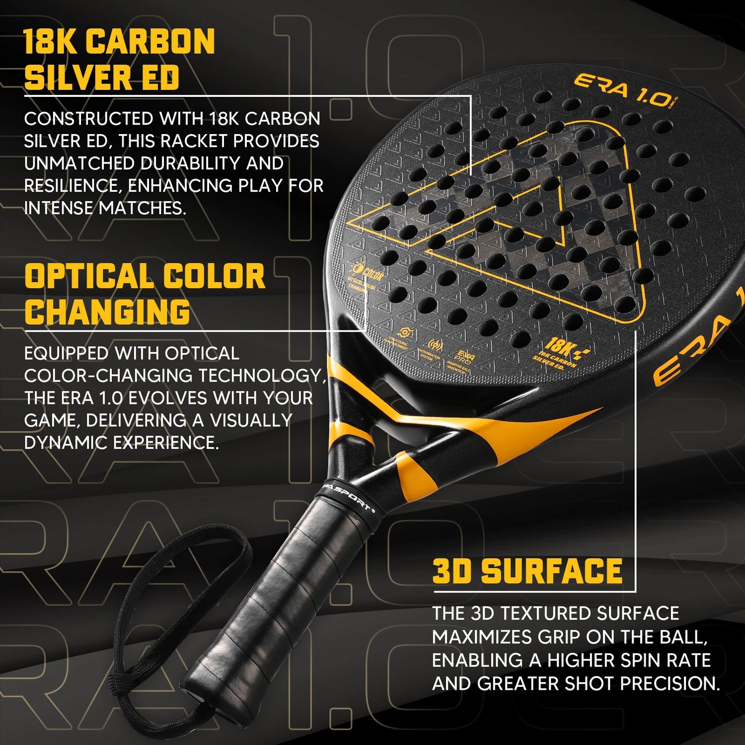 AMA SPORT Padel Tennis Racquets Hybrid Shape 18K Carbon