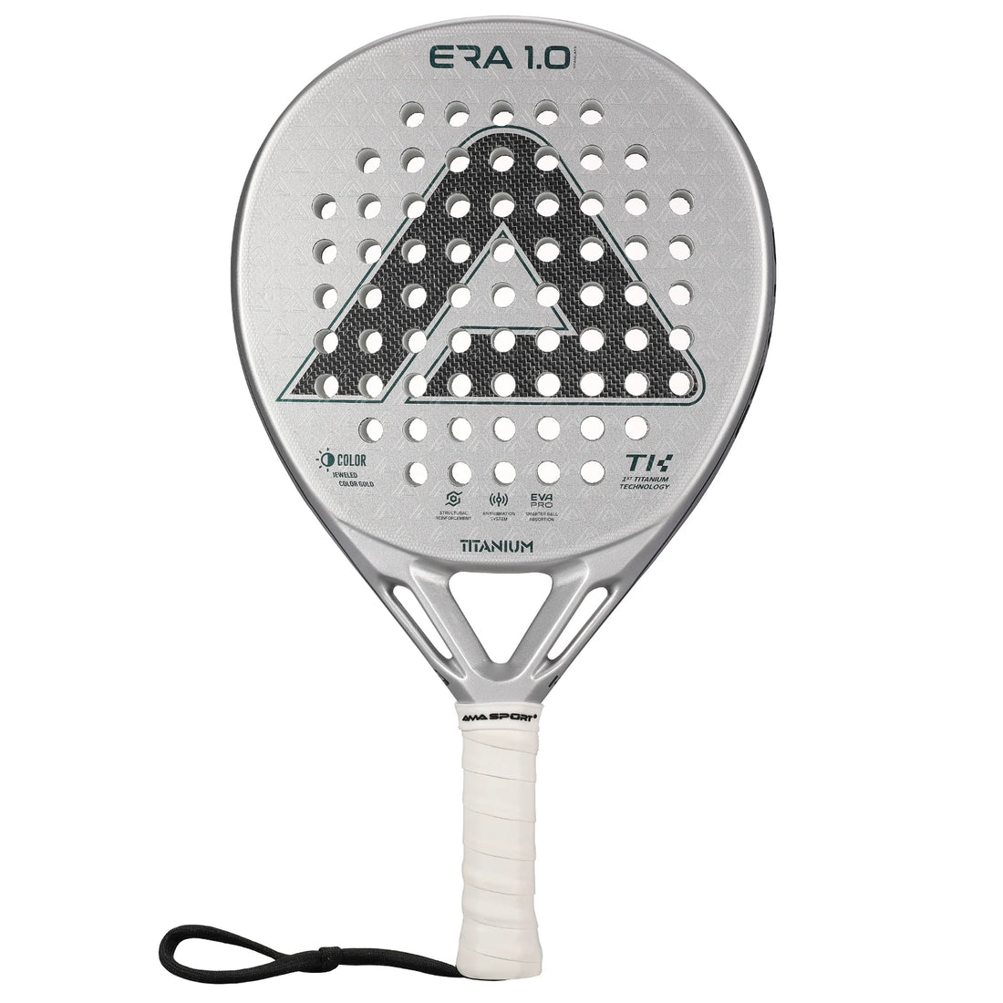 AMA SPORT First Titanium Silver Surface Padel Racket with Precision Holes