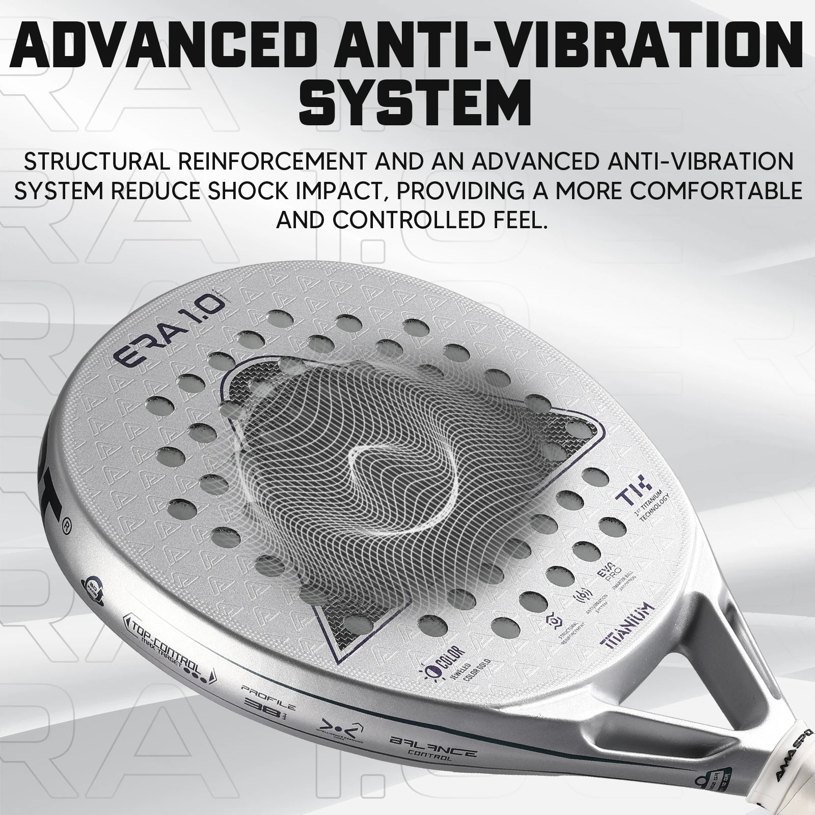 AMA SPORT First Titanium Silver Surface Padel Racket with Precision Holes