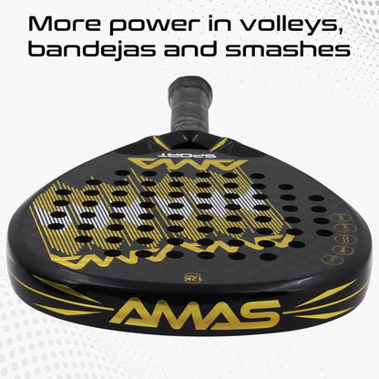 AMA SPORT Padel Racket with Custom Grip Technology 12K Carbon Fiber Surface