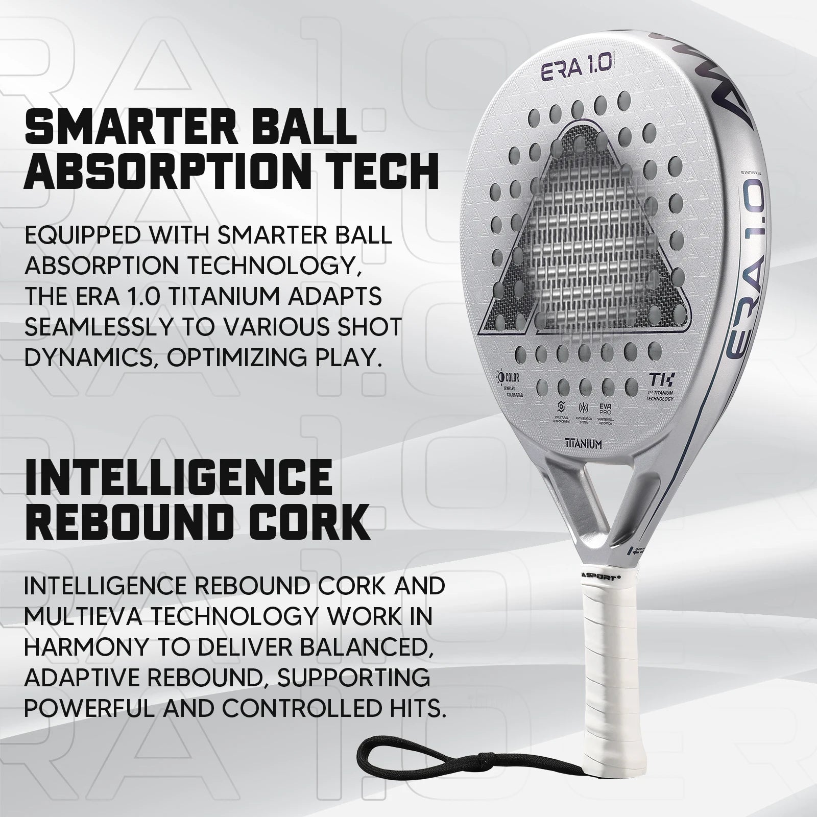 AMA SPORT First Titanium Silver Surface Padel Racket with Precision Holes