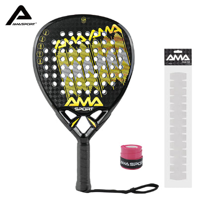 AMA SPORT Padel Racket with Custom Grip Technology 12K Carbon Fiber Surface