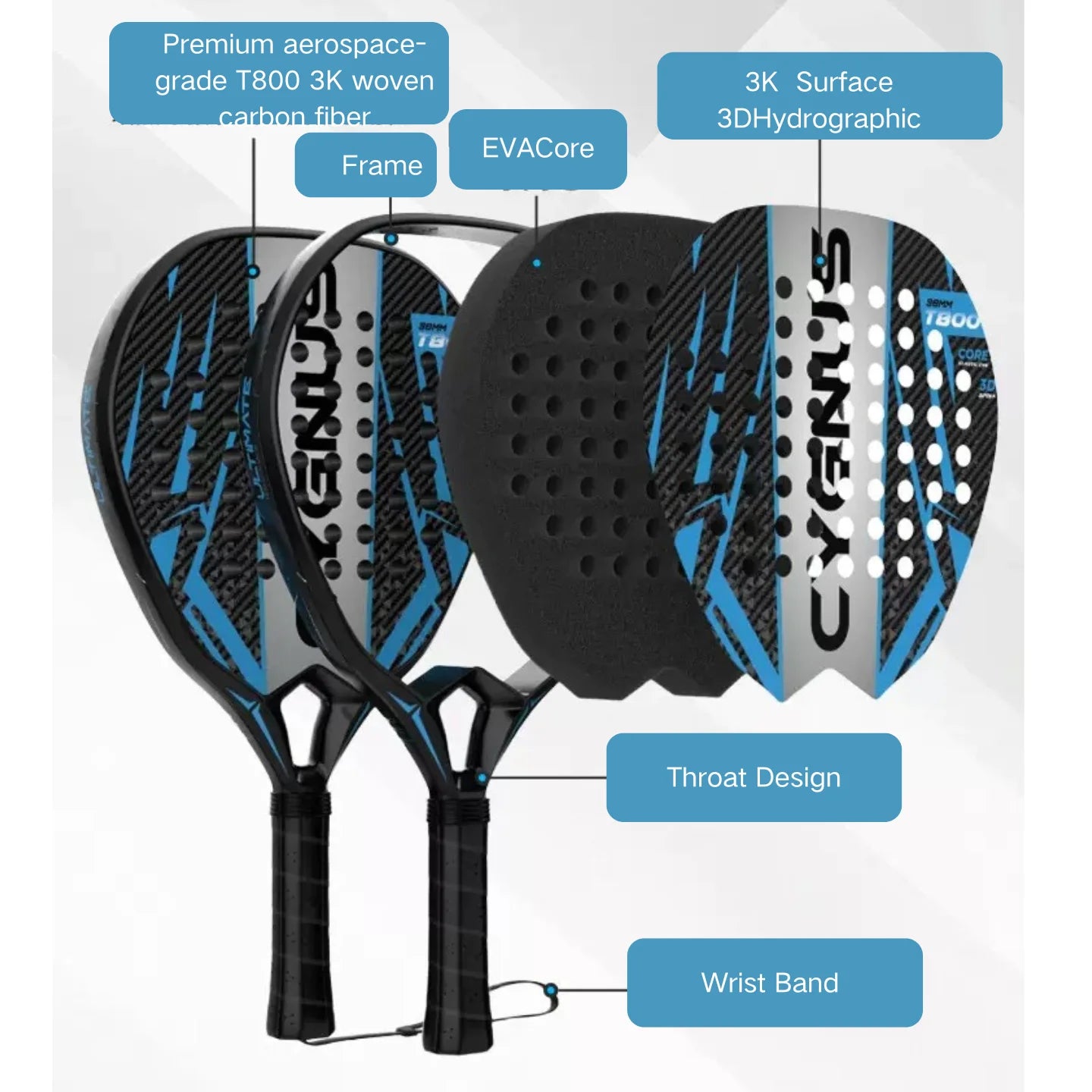 DUALE  FORCE II  3K T800 Padel Racket
