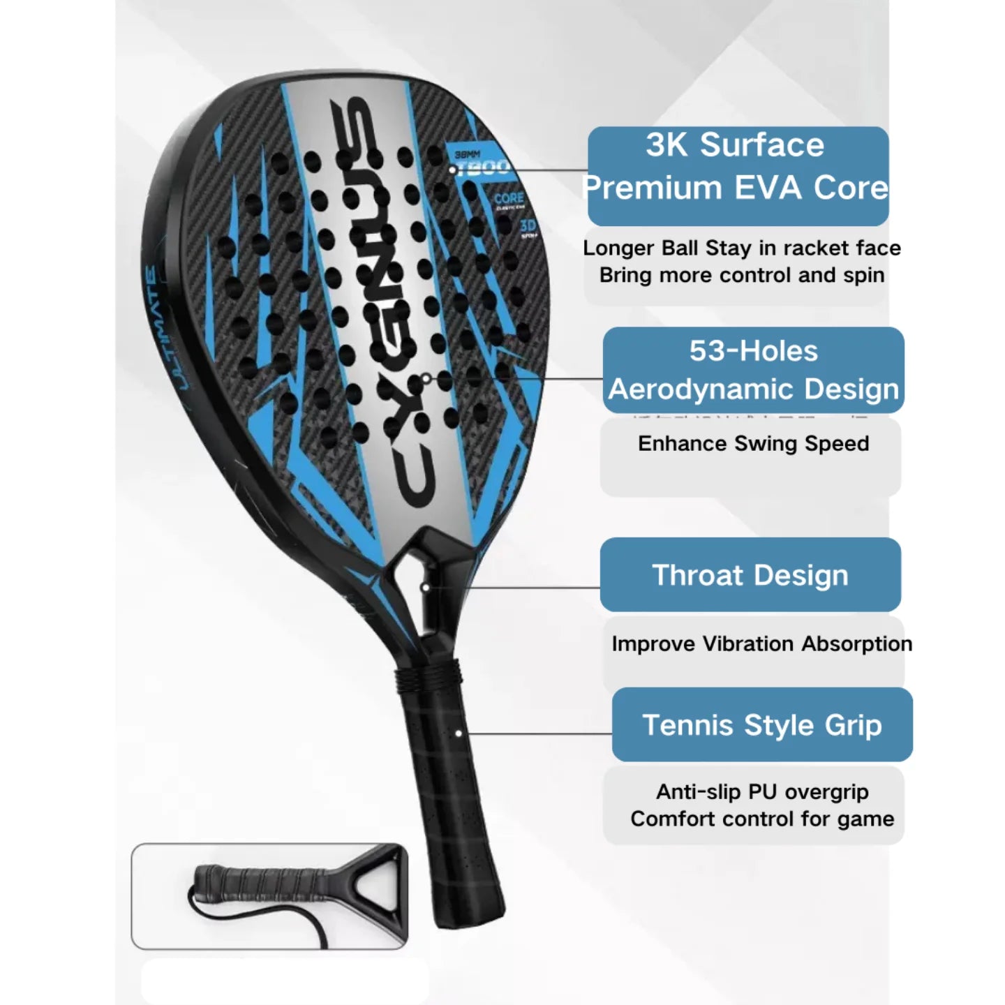 DUALE  FORCE II  3K T800 Padel Racket