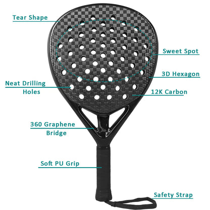 Padel Racket Carbon Fiber Professional 3K