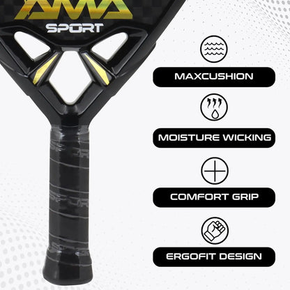 AMA SPORT Padel Racket with Custom Grip Technology 12K Carbon Fiber Surface