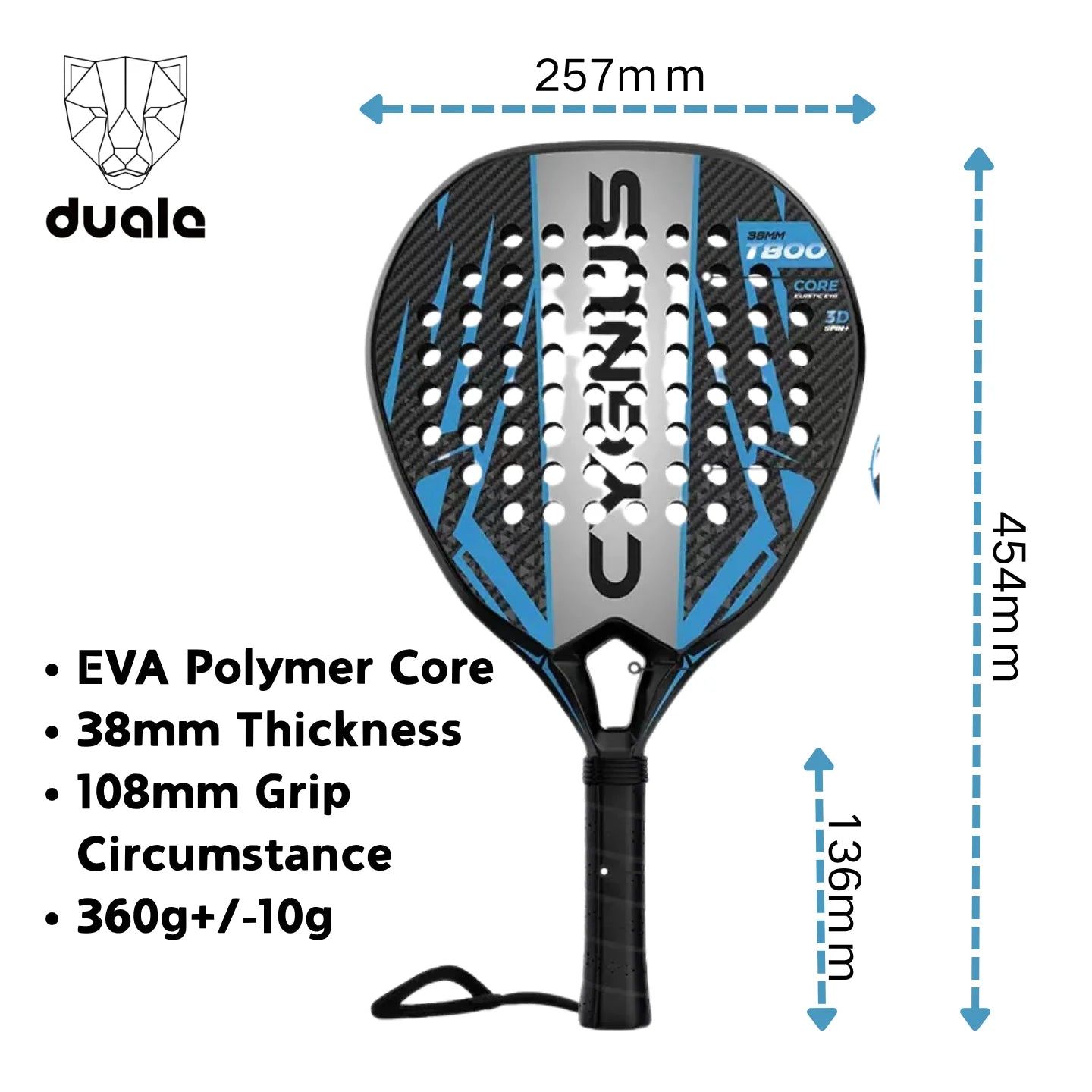 DUALE  FORCE II  3K T800 Padel Racket