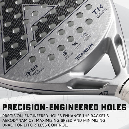 AMA SPORT First Titanium Silver Surface Padel Racket with Precision Holes