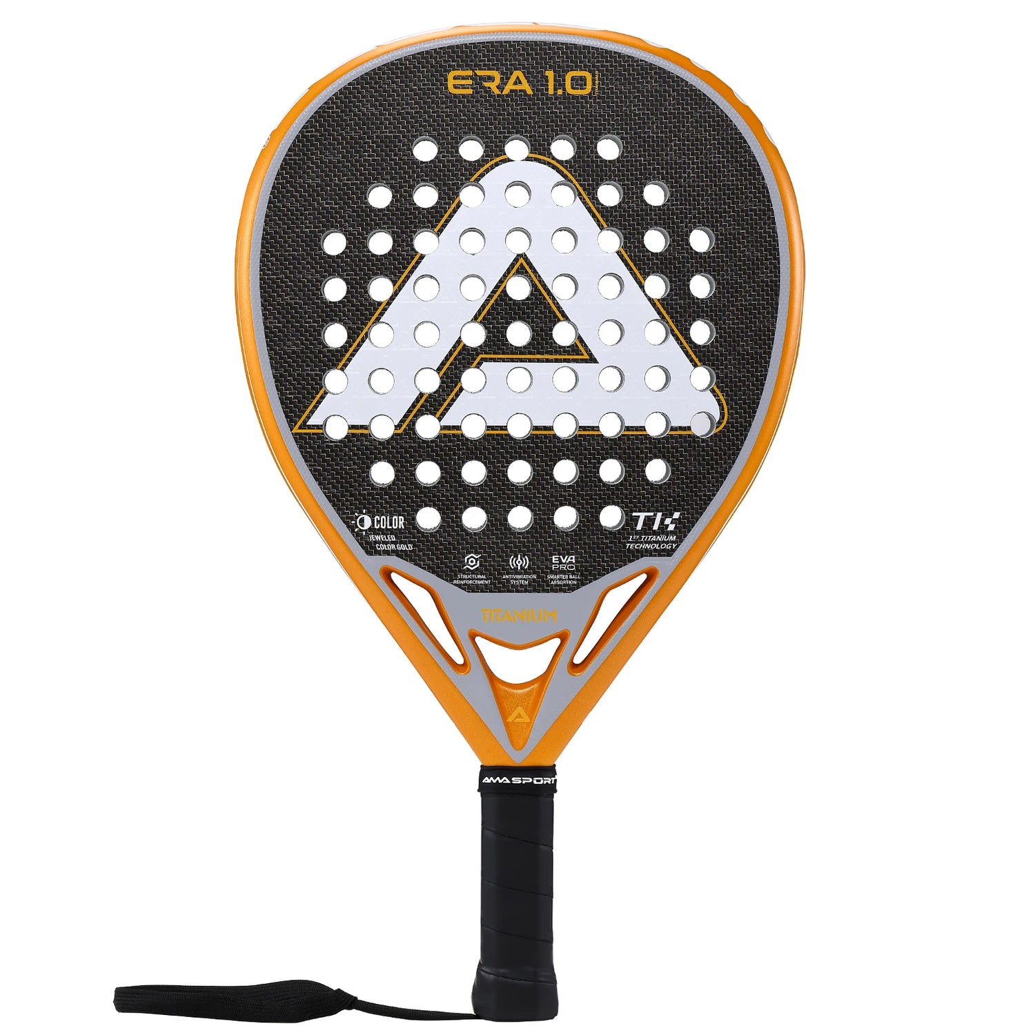 AMA SPORT First Titanium Silver Surface Padel Racket with Precision Holes